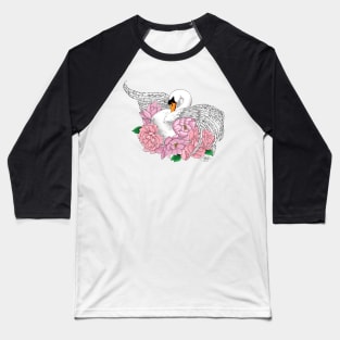 Swan and Flowers Baseball T-Shirt